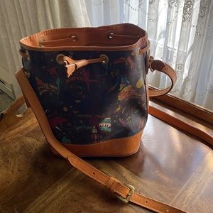 Piero Guidi bucket bag! Gently used! Leather trim! Cute patern! Leather